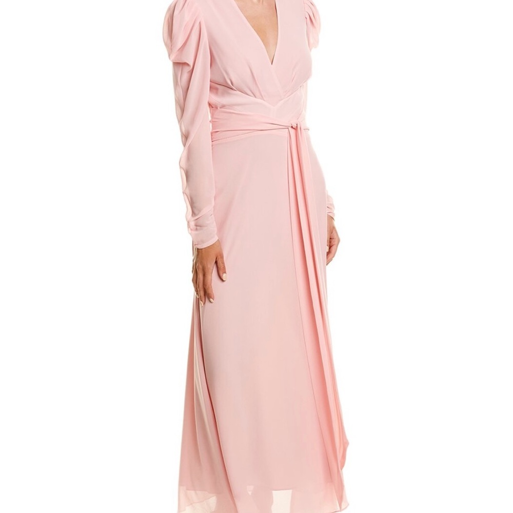 Ronny Kobo Collection Pink Puff Sleeve Maxi Dress